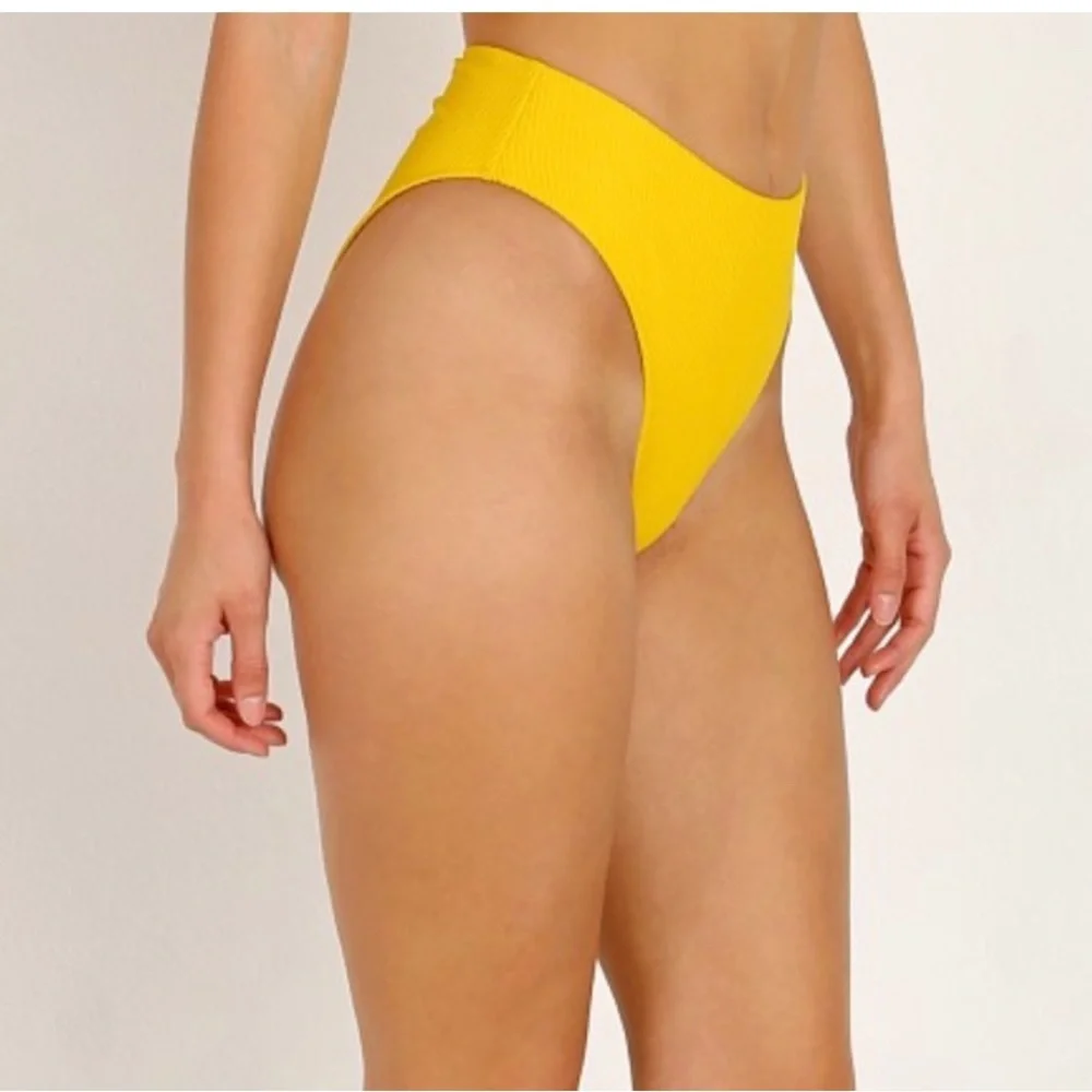 FRANKIE’S BIKINIS JENNA RIBBED HIGH WAIST BIKINI BOTTOMS SIZE L